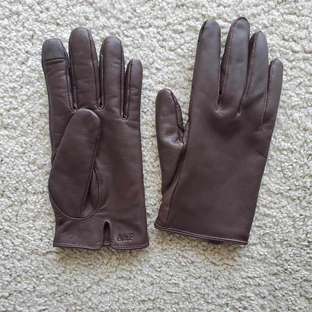 Abercrombie & Fitch Brown Lambskin Leather Gloves